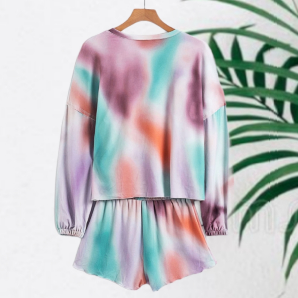 "Snuggle Sunday" Sweatshirt Tie Dye Lounge Set - Picture 7 of 15